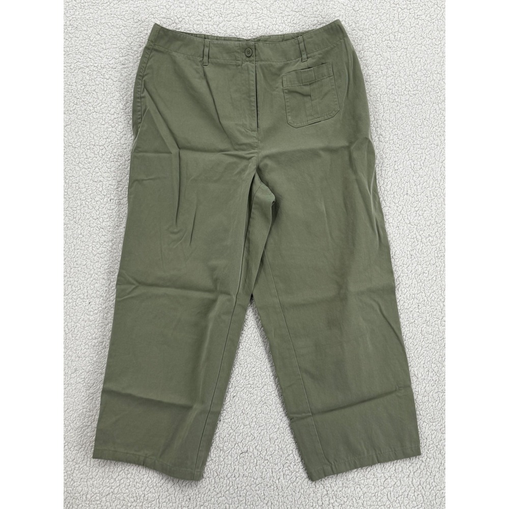 Talbots Olive Green Wide Leg Crop Pants Women Size 12 Casual Preppy Costal